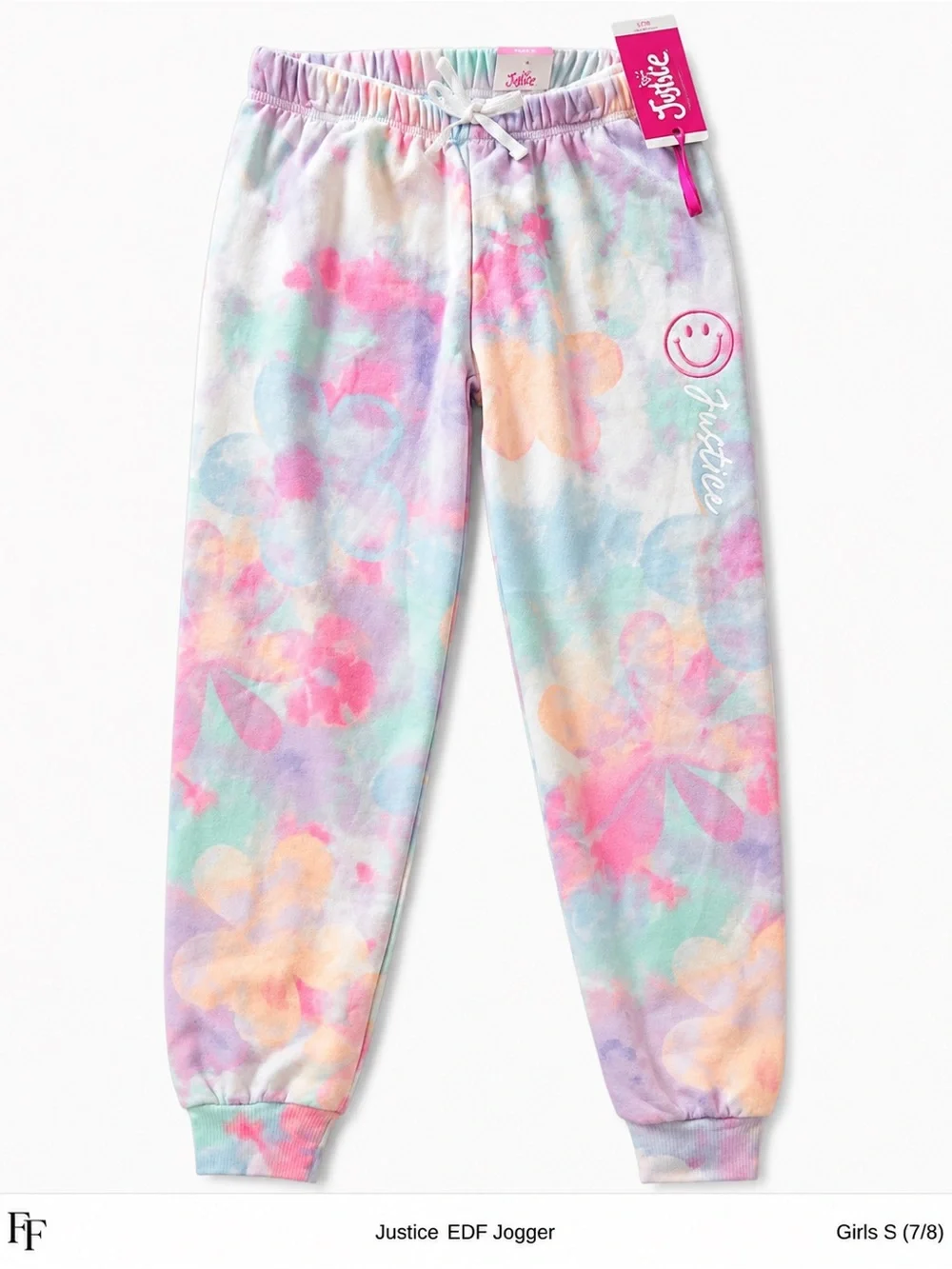 Justice Girls S 7/8 EDF Floral Jogger Sweatpants Pastel NWT